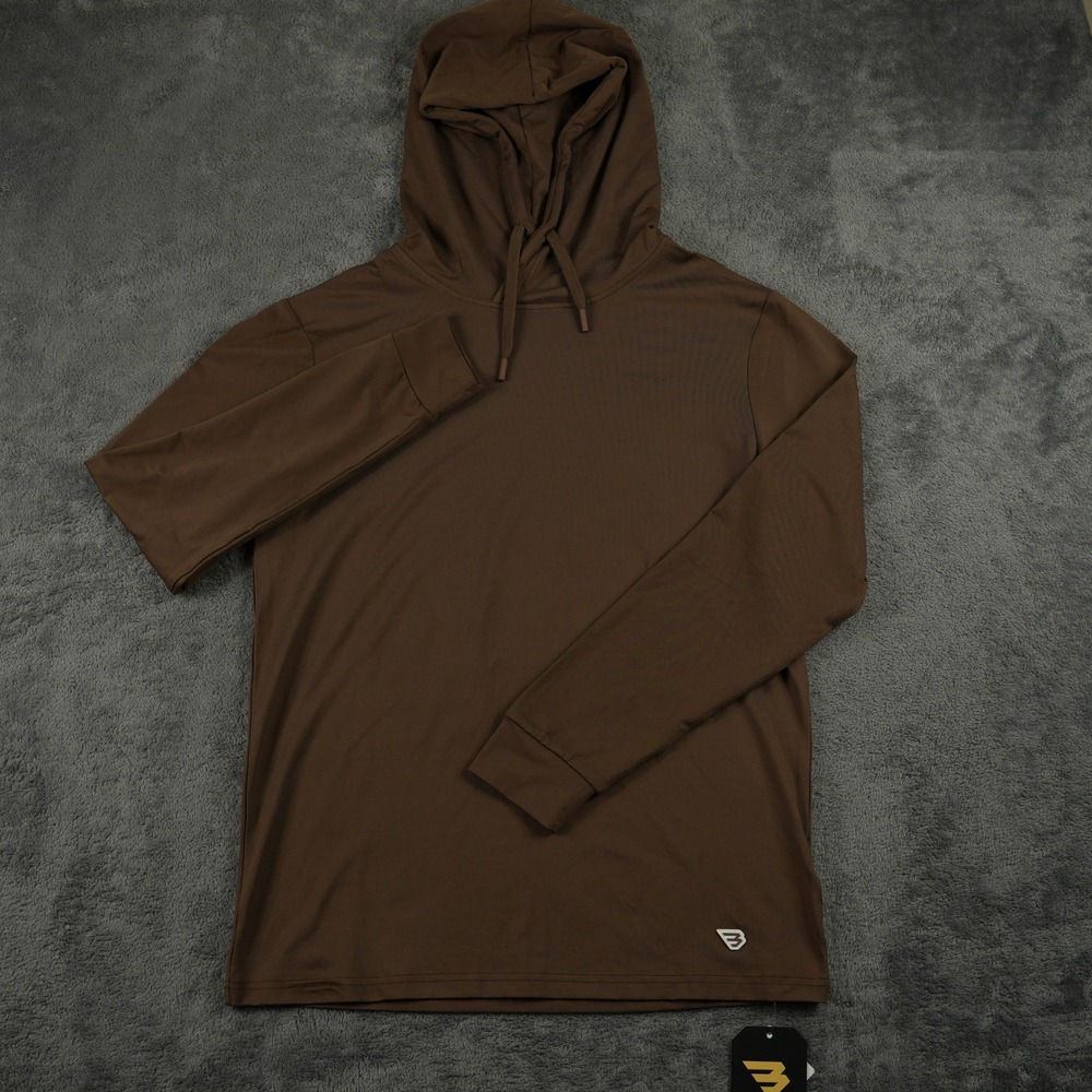 Burlebo Mens Performance Hoodie Brown PH-HBRN UPF 50 Sun Protection Small NWT